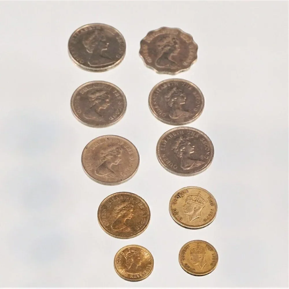 1948 - 1980 Hong Kong Coins Lot Of  10 Different Denominations Dollars And Cents
